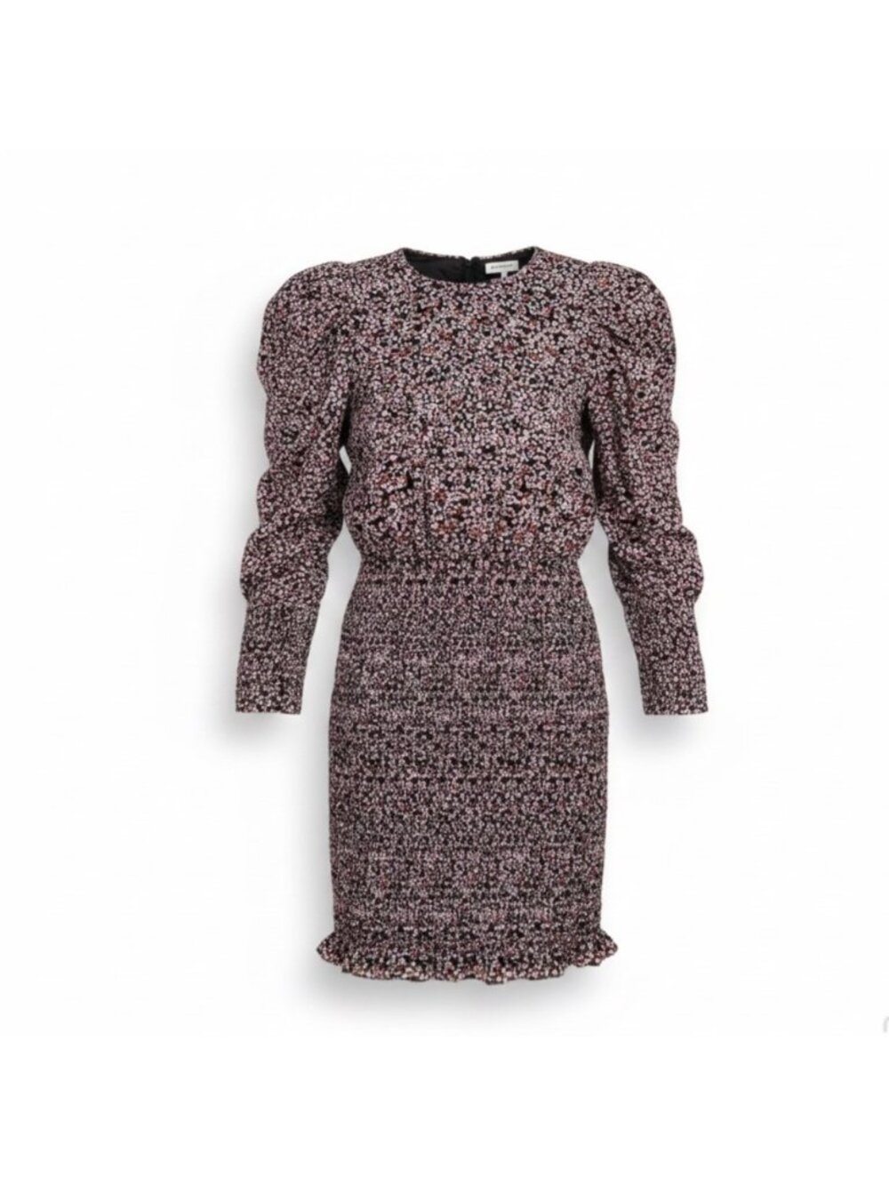 Rebecca Minkoff Womens Black Floral Cotton Long Sleeve Ruffle Hem Dress Size XS